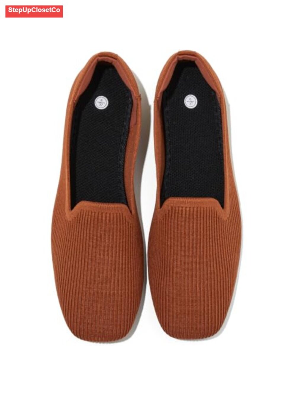 Women's Square Toe Ballet Flats Slip On Knit Mesh Shoes